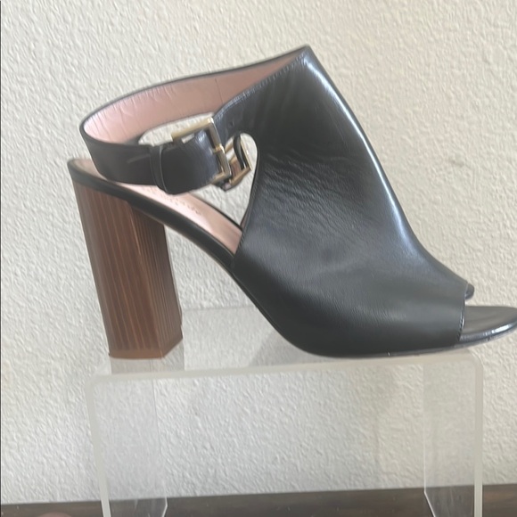 kate spade Black Heels with Open-Toe Design and Chunky Wooden Heel - Picture 3 of 8